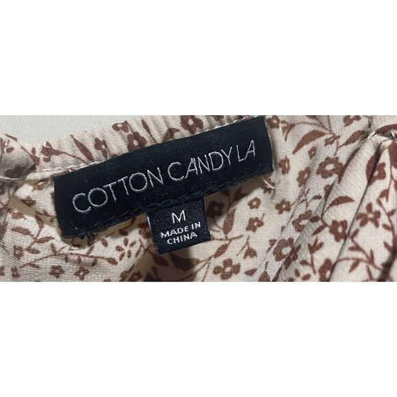 Floral Print Long Sleeve Crop Top, M, Front Tie, Back Zipper By Cotton Candy LA - Picture 5 of 6